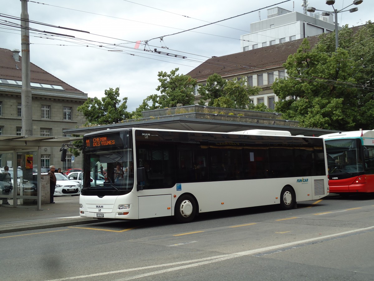 (145'454) - Funi-Car, Biel - Nr. 4/BE 107'904 - MAN/G�ppel am 23. Juni 2013 beim Bahnhof Biel