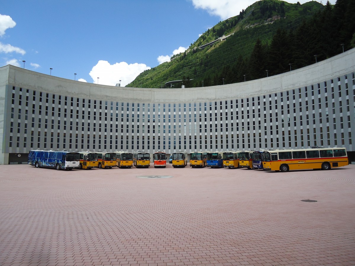 (145'905) - Gautschi, Suhr - AG 6835 - Saurer/T�scher (ex L�tscher, Neuheim Nr. 200; ex Cartek, Regensdorf; ex P 25'822) Saurer am 20. Juli 2013 in Airolo, Caserna (und 12 weitere Saurer RH)
