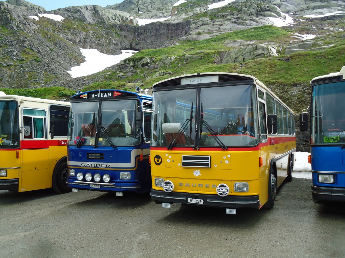 (145'974) - F�ssler, Unteriberg - Nr. 6/SZ 5232 - Saurer/R&J (ex Sch�rch, Gutenburg Nr. 6; ex P 24'358) am 20. Juli 2013 in Gotthard, Lago di Lucendro