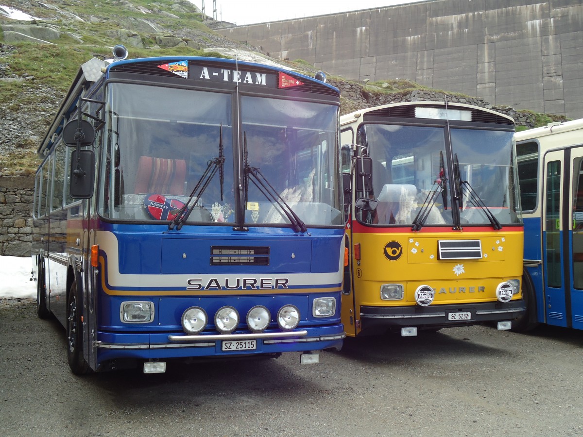 (145'977) - Steinauer, Einsiedeln - SZ 25'115 - Saurer/R&J (ex Albin, F�llanden; ex SBB Bern; ex Sol�r&Fontana, Ilanz; ex P 24'359) am 20. Juli 2013 in Gotthard, Lago di Lucendro