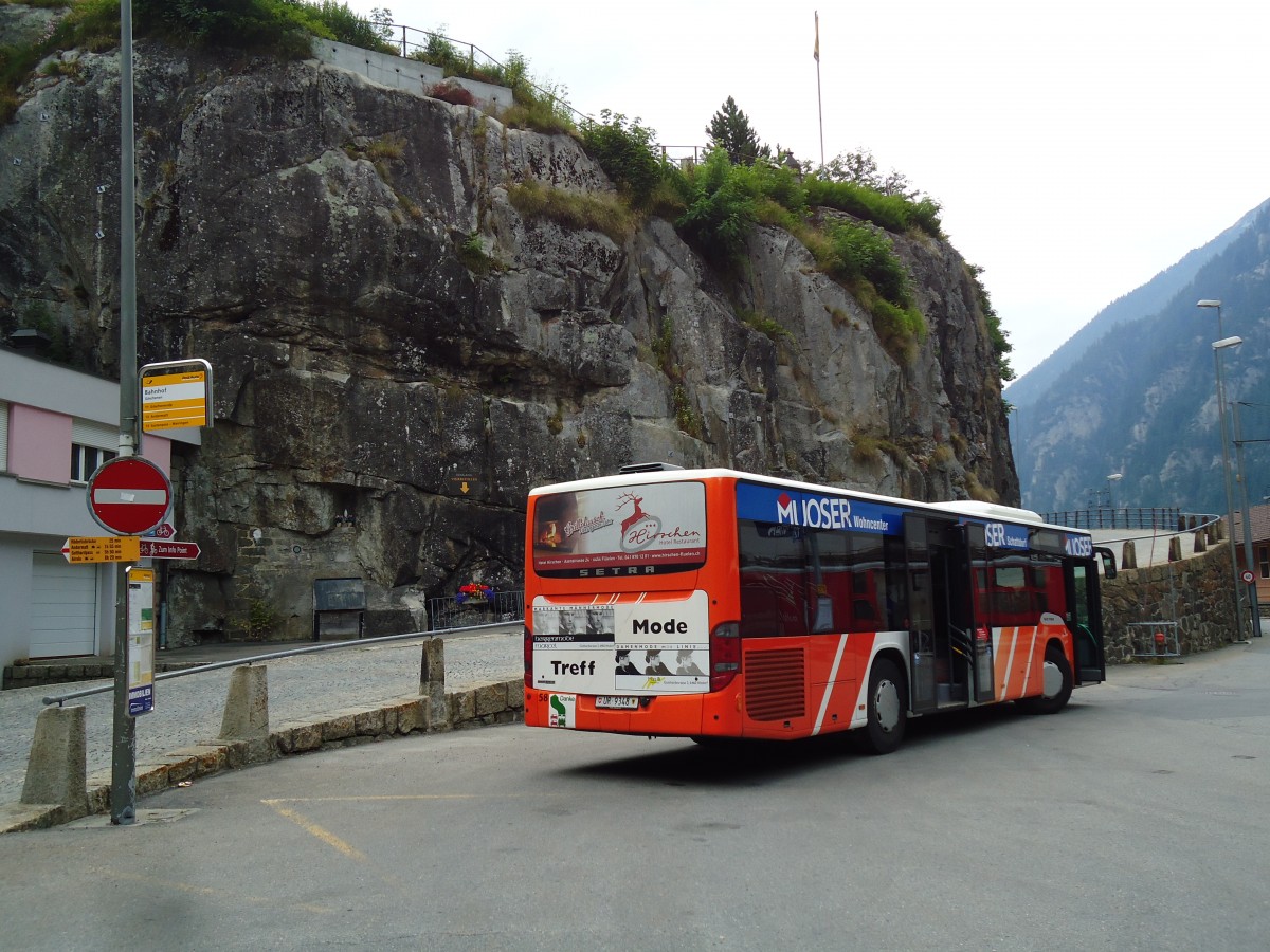 (145'984) - AAGU Altdorf - Nr. 58/UR 9348 - Setra am 20. Juli 2013 beim Bahnhof G�schenen
