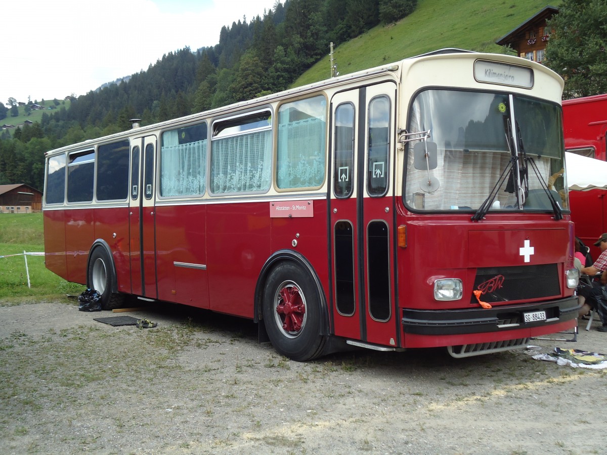 (146'341) - Liebi, Montlingen - SG 88'433 - FBW/T�scher (ex Wespe, Altst�tten; ex P 24'804) am 17. August 2013 in Lenk, Metschbahnen