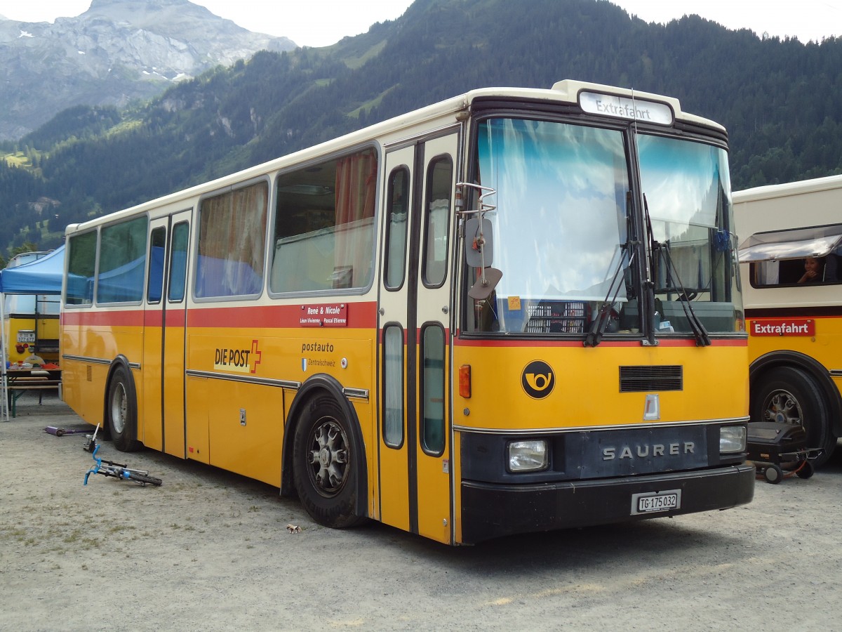 (146'345) - Sch�r, Ettenhausen - TG 175'032 - Saurer/R&J (ex Zimmermann, Kerns; ex Amstein, Willisau) am 17. August 2013 in Lenk, Metschbahnen