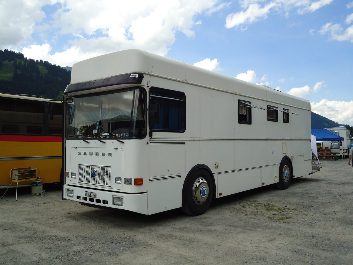 (146'368) - Moser, Villigen - AG 259'724 - Saurer/FHS (ex Migros) am 17. August 2013 in Lenk, Metschbahnen