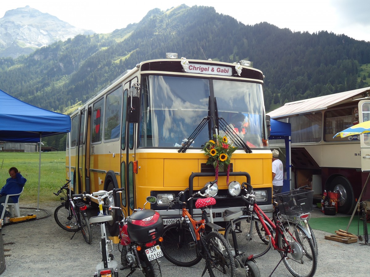 (146'393) - Oberh�nsli, Thayngen - SH 60'062 U - FBW/T�scher (ex Bus-Halter, Wil Nr. 9) am 17. August 2013 in Lenk, Metschbahnen