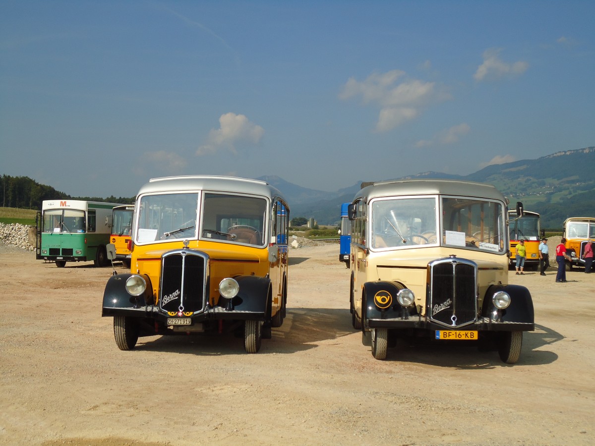 (146'583) - Hurter, M�nchaltdorf - ZH 271'919 - Berna/FHS (ex Volkart, Russikon; ex ASD Aigle; ex P 21'003) + aus Holland: SVA Dordrecht - Nr. 3/BF-16-KB - Berna/FHS (ex Graf, Bleiken; ex P 20'201) am 31. August 2013 in Niederbipp, Saurertreffen