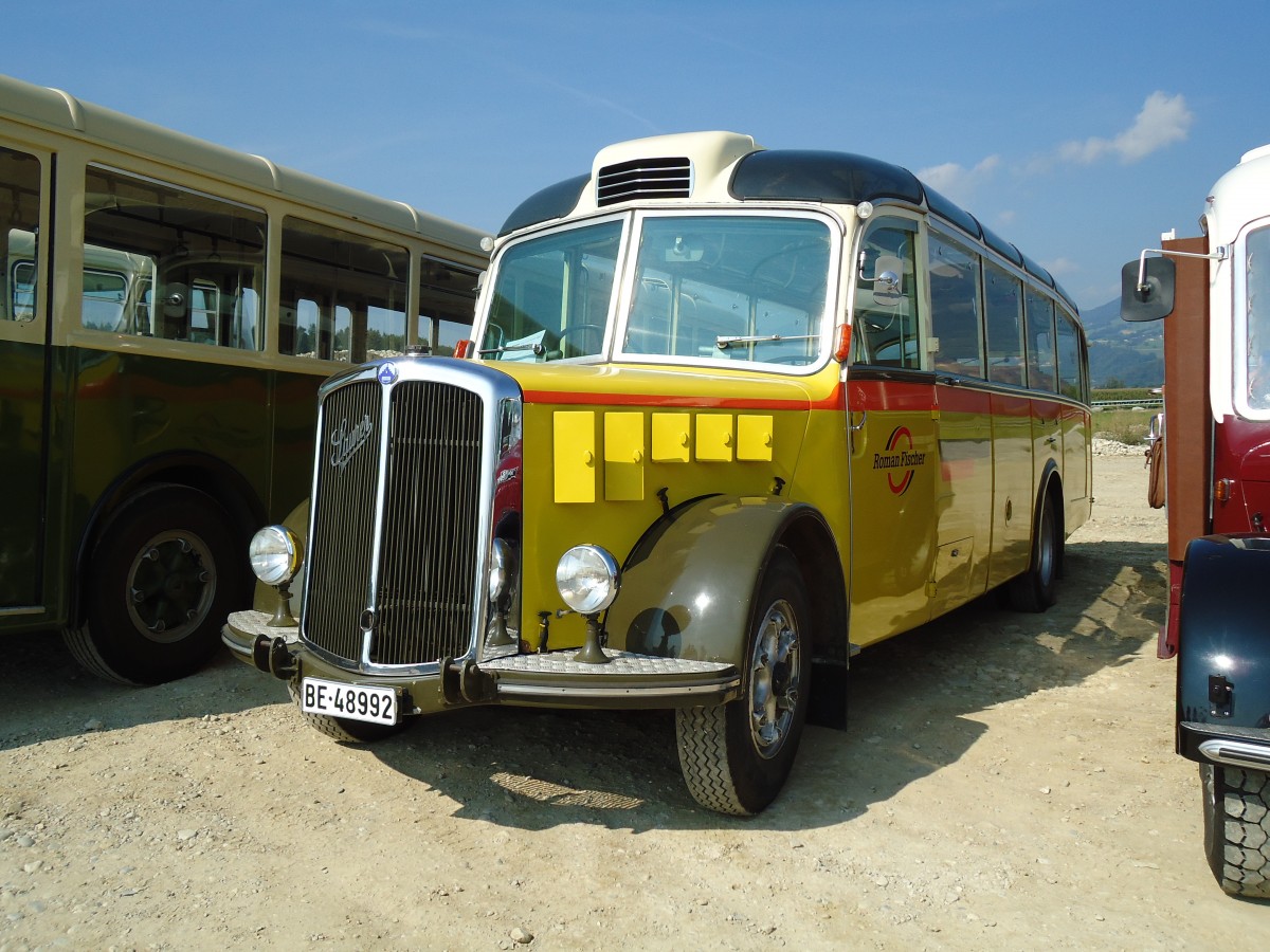 (146'588) - Fischer, Lotzwil - BE 48'992 - Saurer/FHS (ex Funi-Car, Biel; ex P 19'983; ex P 23'157) am 31. August 2013 in Niederbipp, Saurertreffen