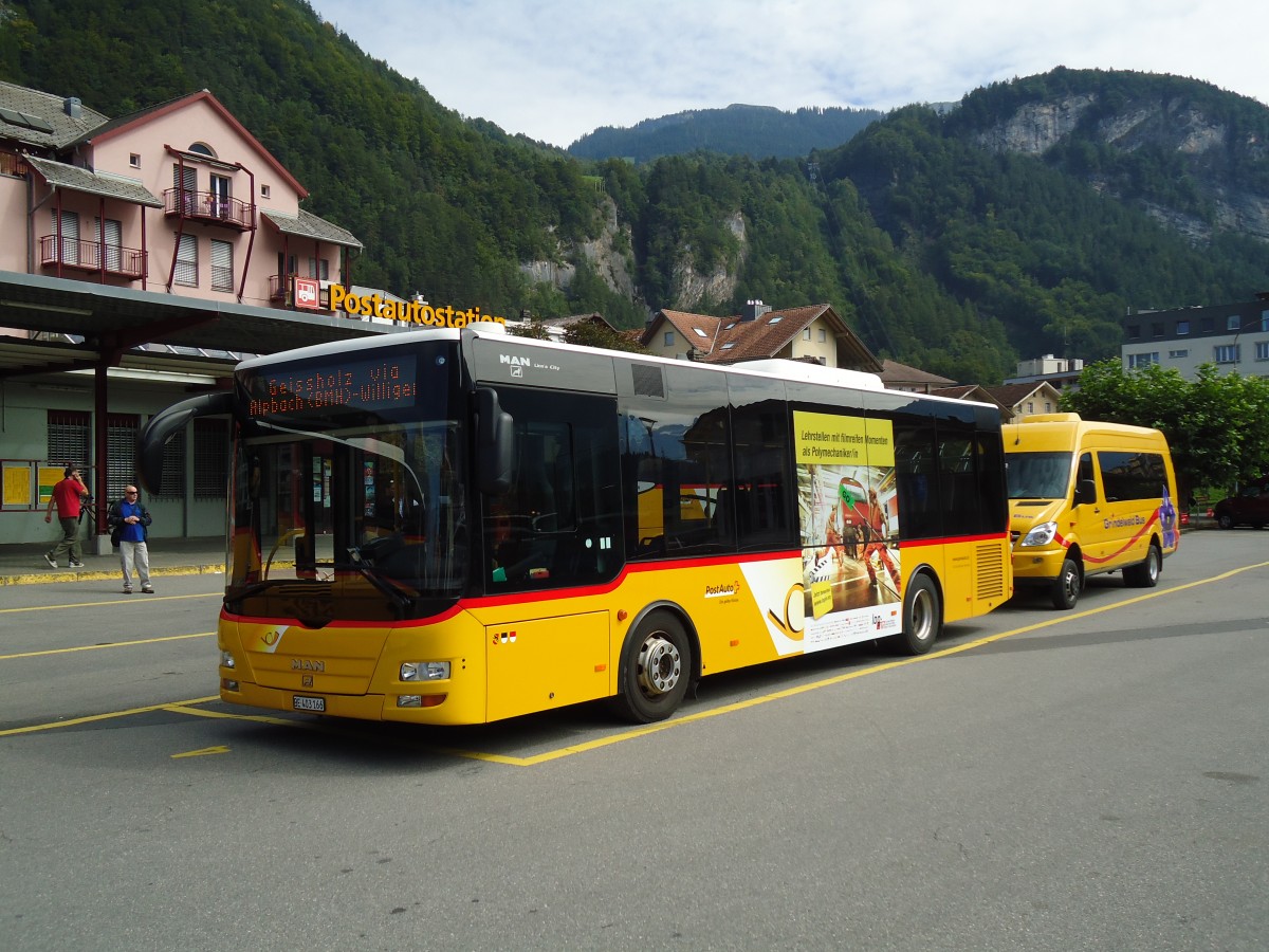 (146'980) - AVG Meiringen - Nr. 66/BE 403'166 - MAN/G�ppel (ex Nr. 75) am 2. September 2013 in Meiringen, Postautostation