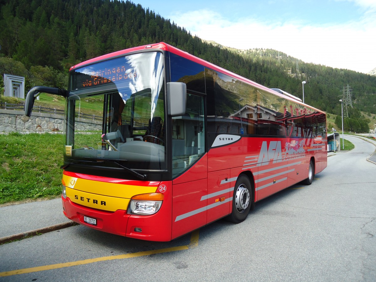 (147'031) - AFA Adelboden - Nr. 24/BE 26'701 - Setra am 2. September 2013 beim Bahnhof Oberwald (Einsatz AVG M.)