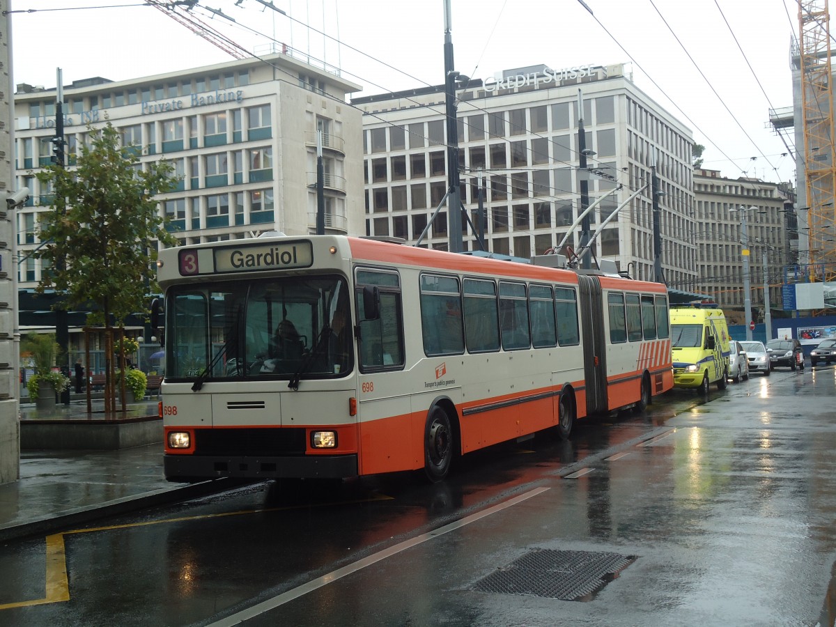 (147'136) - TPG Gen�ve - Nr. 698 - NAW/Hess Gelenktrolleybus am 16. September 2013 in Gen�ve, Bel-Air