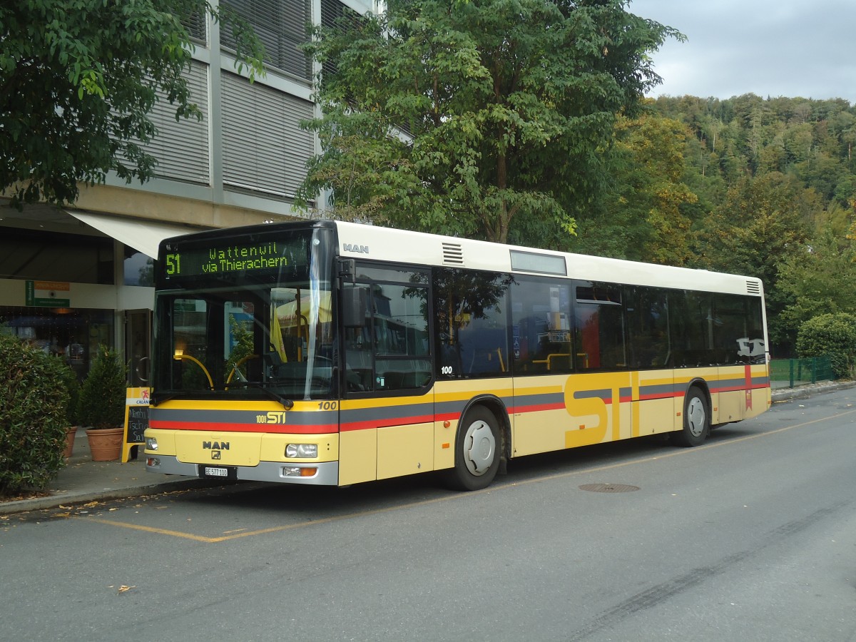 (147'464) - STI Thun - Nr. 100/BE 577'100 - MAN am 5. Oktober 2013 bei der Schiffl�ndte Thun