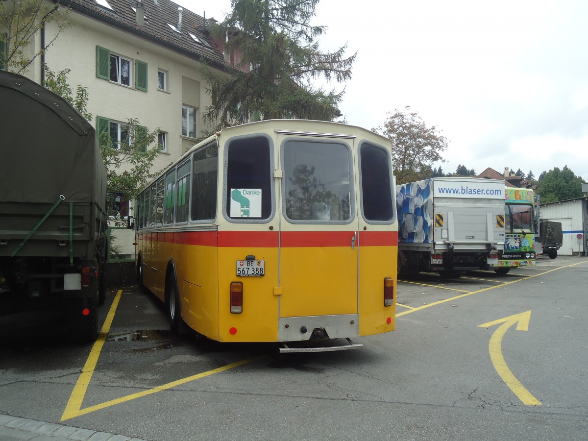 (147'468) - Schweizer, Schliern - BE 567'388 - Mercedes/R&J (ex SBE Mettleneggen, Wattenwil; ex Frommelt, FL-Vaduz) am 6. Oktober 2013 in Bern, B�mpliz