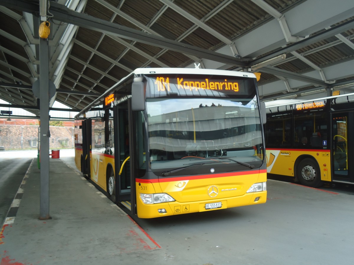 (147'477) - PostAuto Bern - Nr. 531/BE 555'831 - Mercedes am 6. Oktober 2013 in Bern, Postautostation
