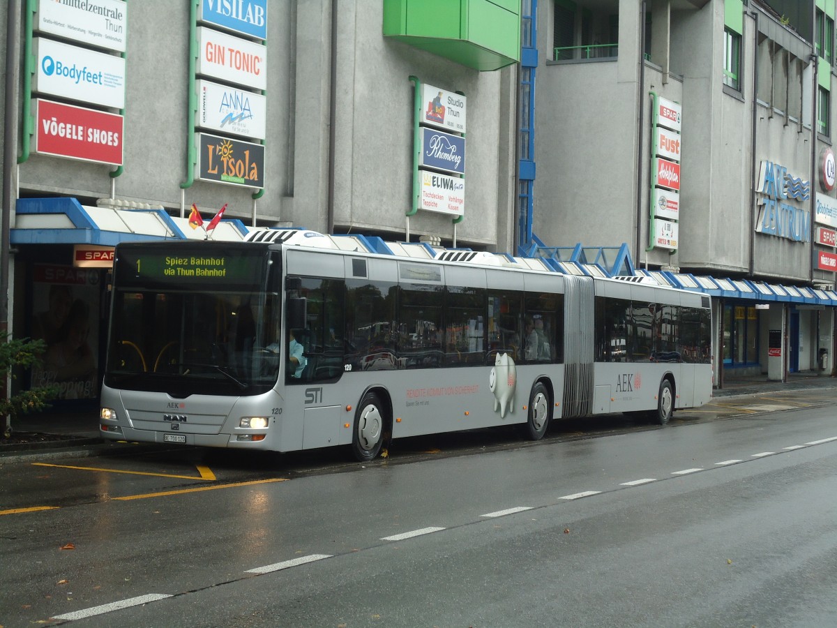 (147'500) - STI Thun - Nr. 120/BE 700'120 - MAN am 10. Oktober 2013 in Thun, Postbr�cke