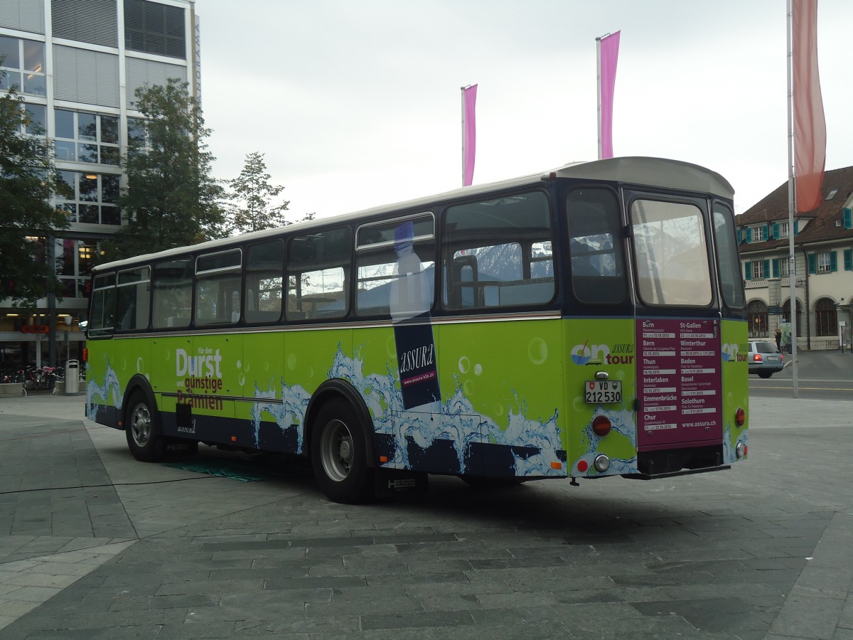 (147'513) - Assura, Pully - VD 212'530 - Saurer/T�scher (ex Visana, Lausanne; ex Uiegler, Pratteln; ex Jelmorini, Tesserete Nr. 7; ex P 24'623) am 14. Oktober 2013 in Thun, Aarefeldplatz