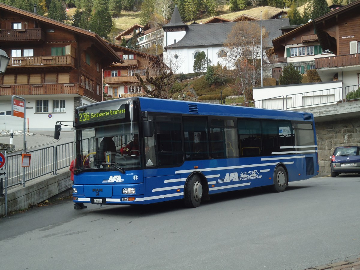 (148'027) - AFA Adelboden - Nr. 55/BE 611'055 - MAN/G�ppel am 9. November 2013 beim Autobahnhof Adelboden