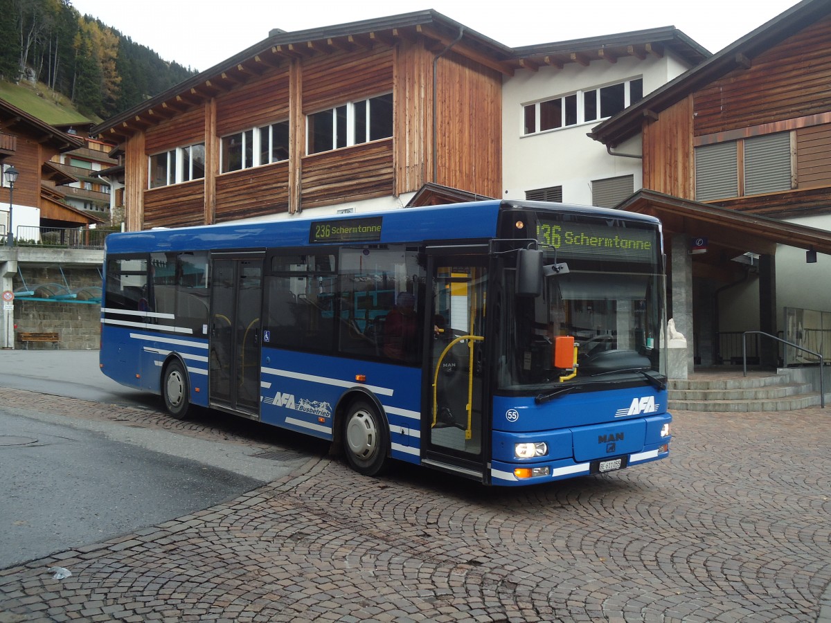 (148'028) - AFA Adelboden - Nr. 55/BE 611'055 - MAN/G�ppel am 9. November 2013 beim Autobahnhof Adelboden