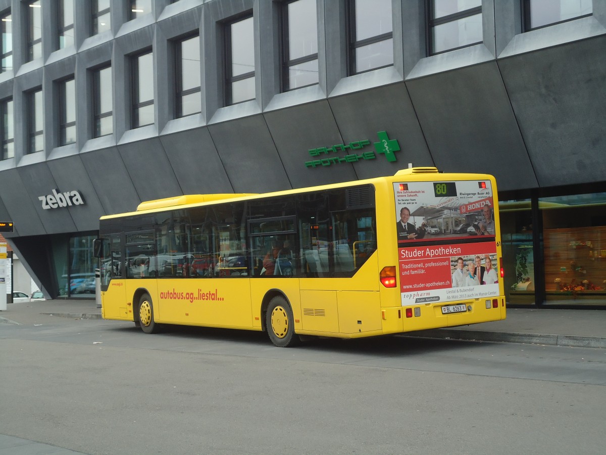 (148'101) - AAGL Liestal - Nr. 61/BL 6263 - Mercedes am 17. November 2013 beim Bahnhof Liestal