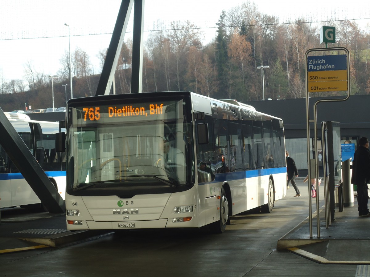 (148'404) - ATE Bus, Effretikon - Nr. 60/ZH 626'160 - MAN am 22. Dezember 2013 in Z�rich, Flughafen