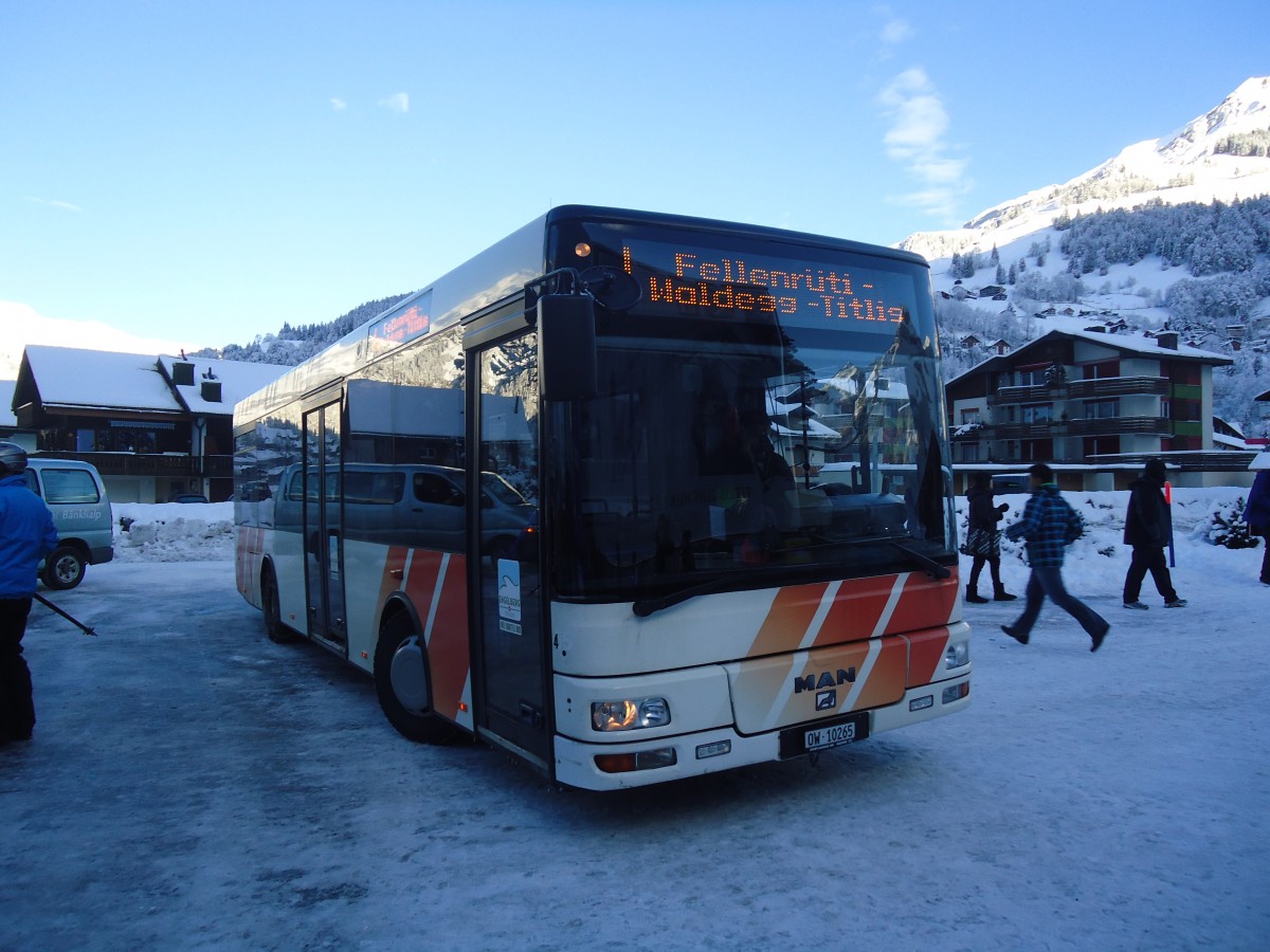 (148'513) - EAB Engelberg - Nr. 4/OW 10'265 - MAN/G�ppel (ex AAGU Altdorf Nr. 55; ex Schultz, D-Herxheim) am 27. Dezember 2013 in Engelberg, Titlisbahnen