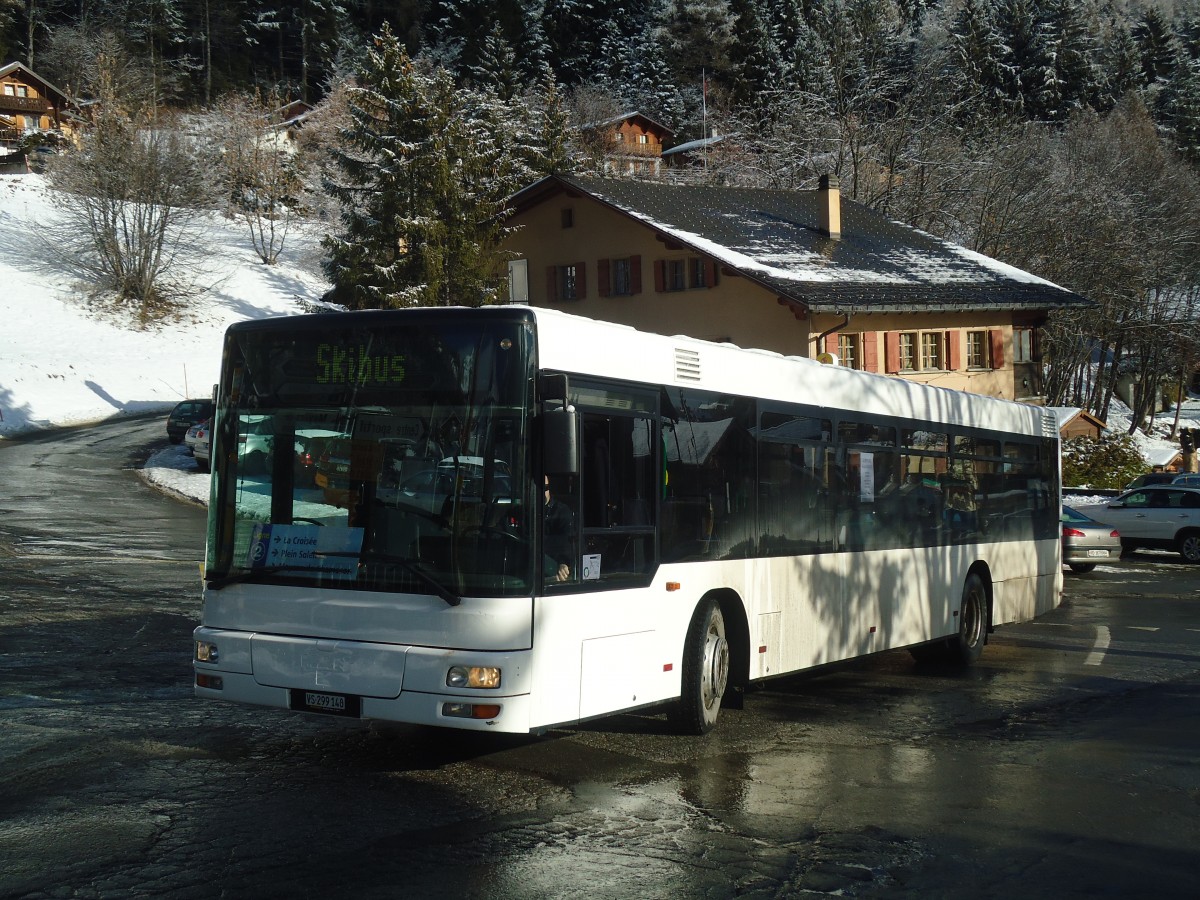 (148'574) - Buchard, Leytron - Nr. 98/VS 299'140 - MAN (ex TN Neuch�tel Nr. 222) am 29. Dezember 2013 in Ovronnaz, La Crois�e