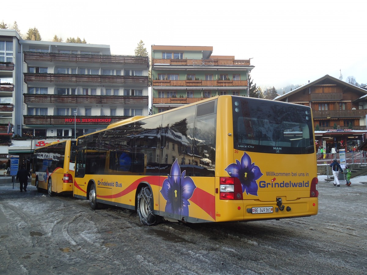 (148'629) - AVG Grindelwald - Nr. 20/BE 349'361 - MAN/G�ppel am 5. Januar 2014 beim Bahnhof Grindelwald