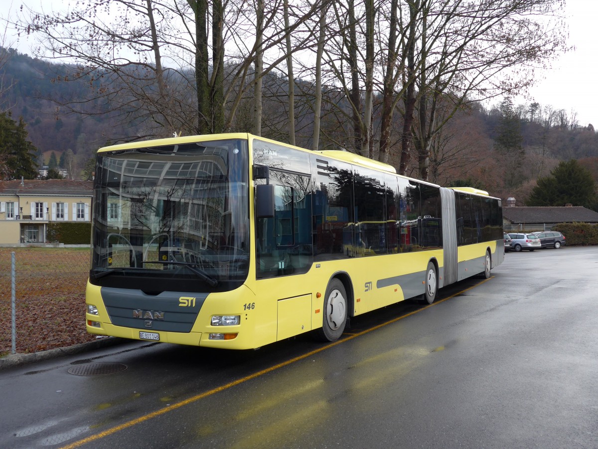 (148'634) - STI Thun - Nr. 146/BE 801'146 - MAN am 17. Januar 2014 bei der Schiffl�ndte Thun