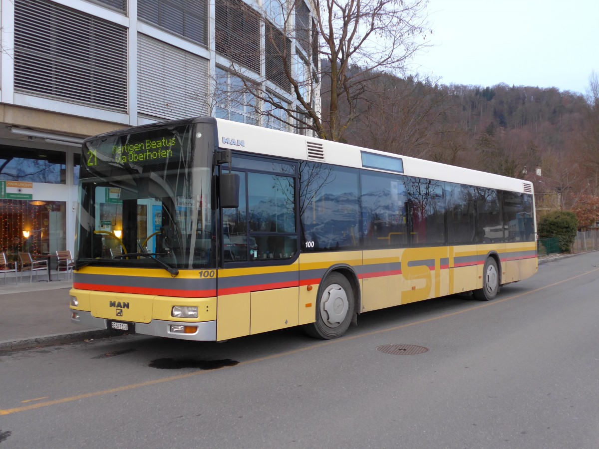 (148'654) - STI Thun - Nr. 100/BE 577'100 - MAN am 25. Januar 2014 bei der Schiffl�ndte Thun