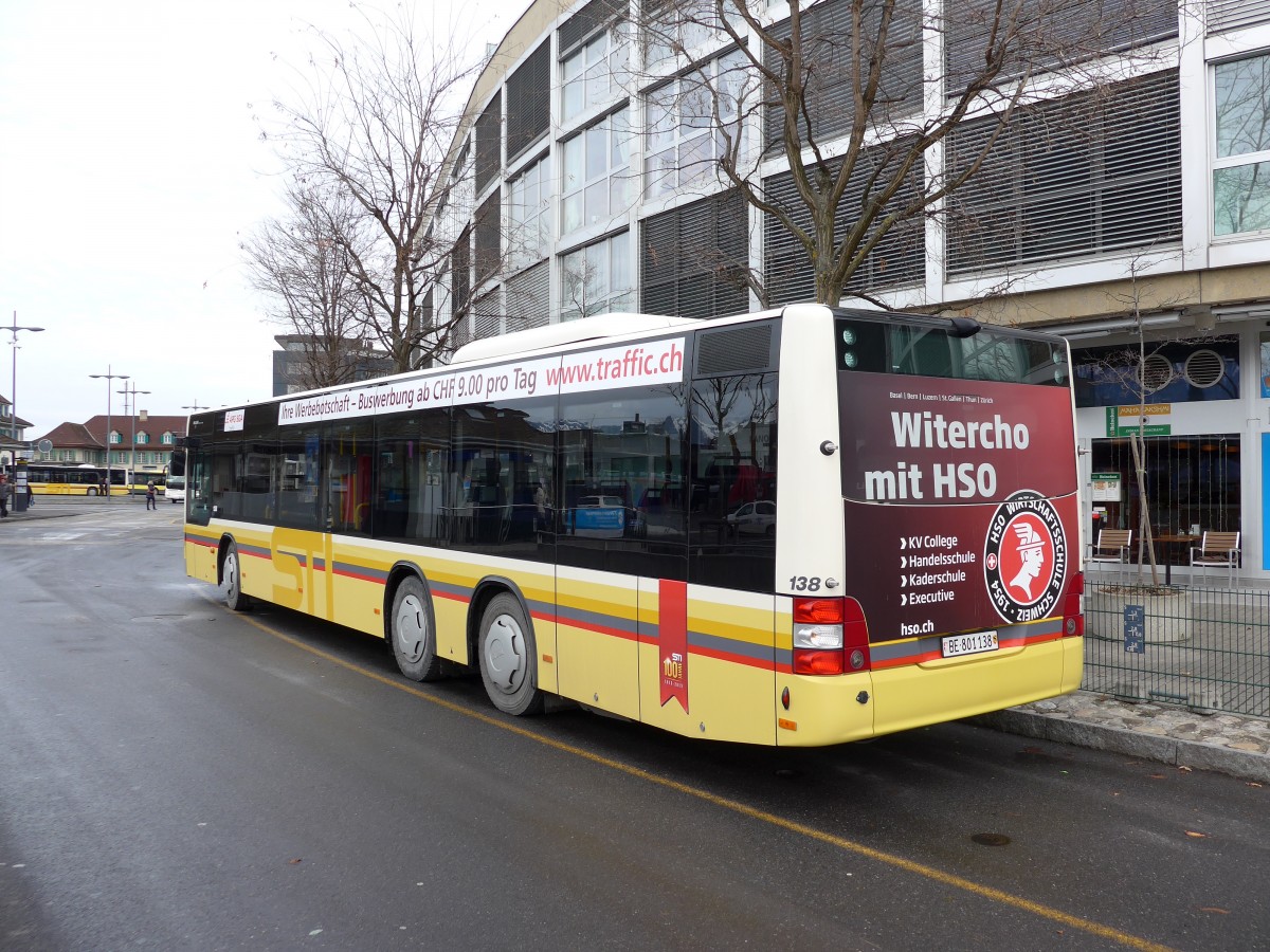 (148'661) - STI Thun - Nr. 138/BE 801'138 - MAN am 26. Januar 2014 bei der Schiffl�ndte Thun