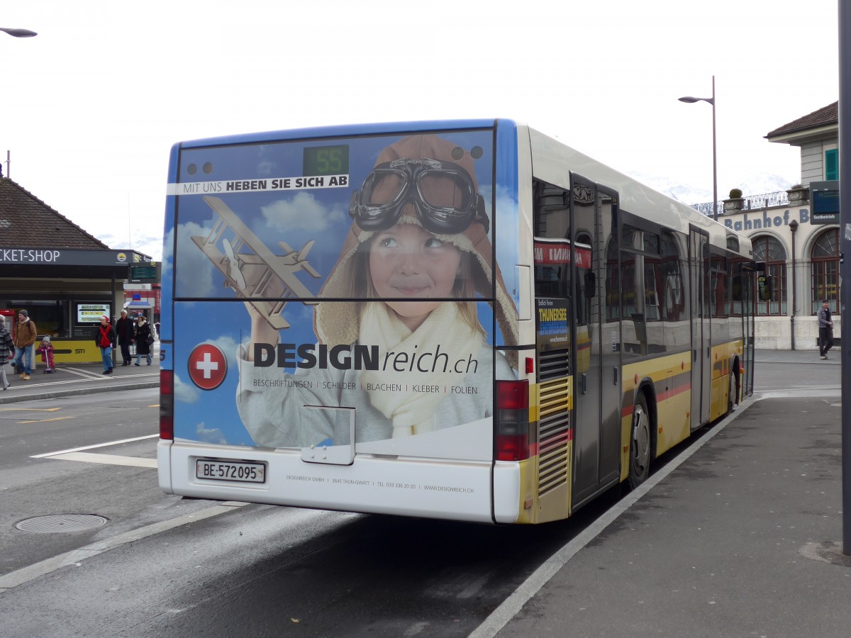 (148'666) - STI Thun - Nr. 95/BE 572'095 - MAN am 26. Januar 2014 beim Bahnhof Thun