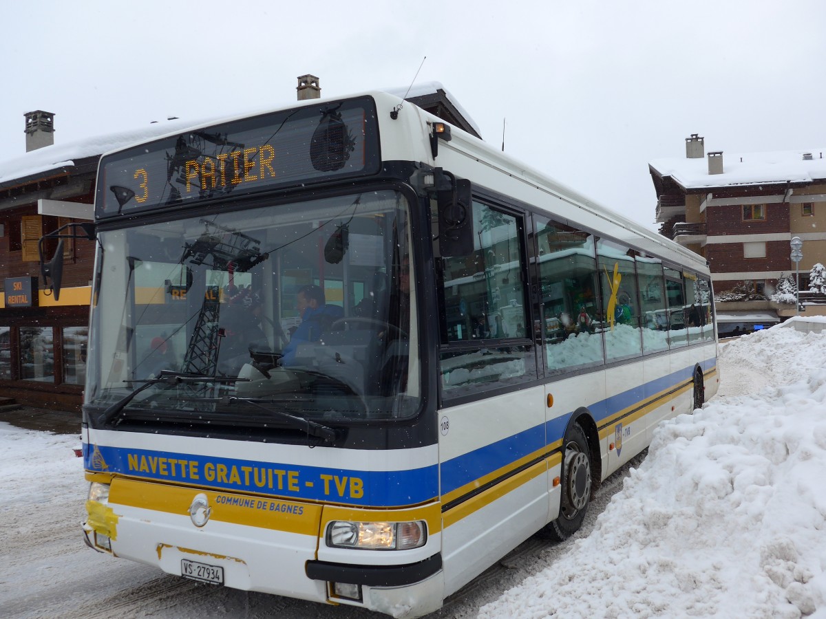 (148'711) - TMR Martigny - Nr. 108/VS 27'934 - Irisbus am 2. Februar 2014 in Verbier, M�dran