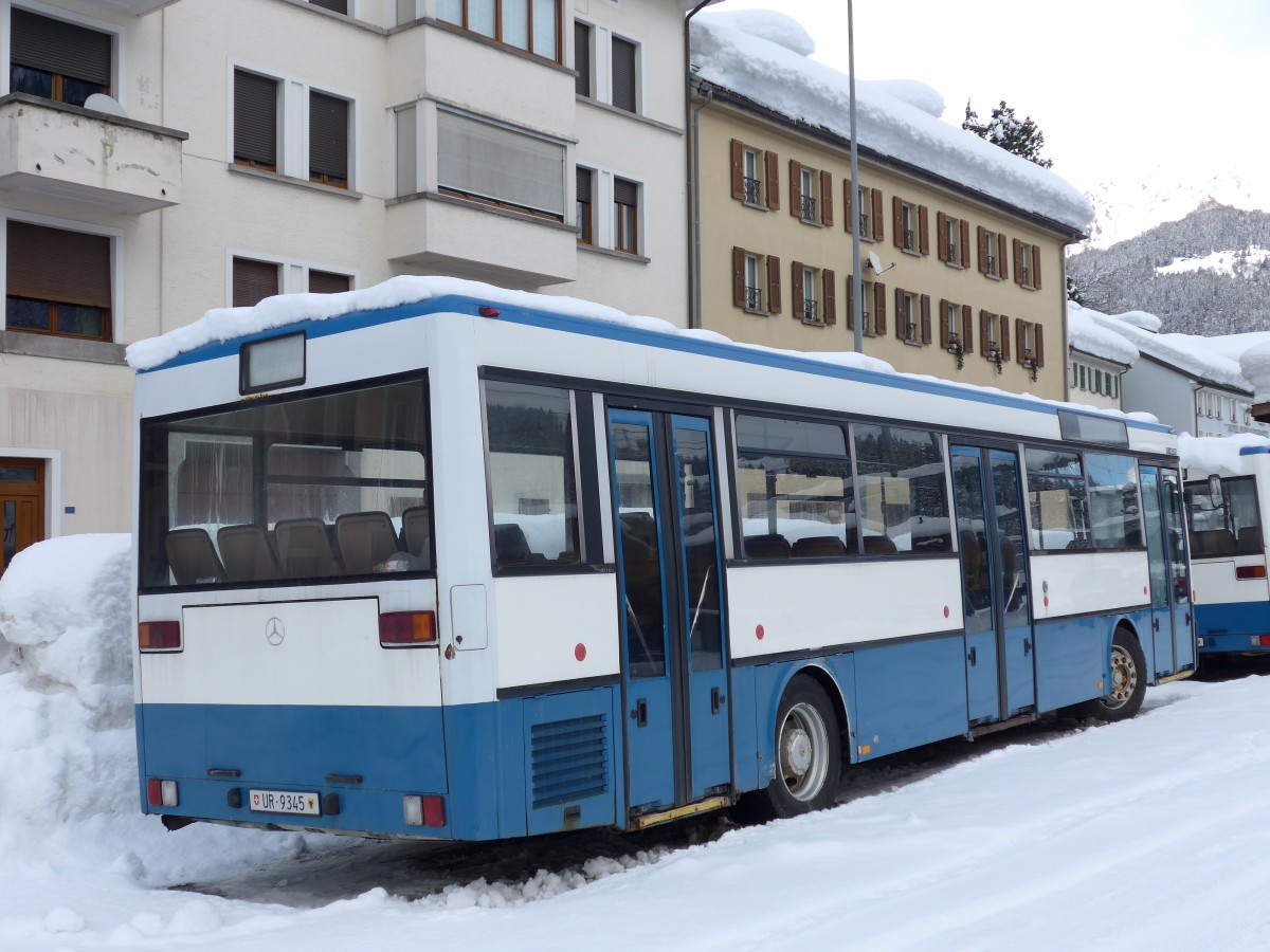(148'792) - Meyer, G�schenen - UR 9345 - Mercedes (ex Gut, Binz Nr. 18) am 9. Februar 2014 beim Bahnhof Airolo