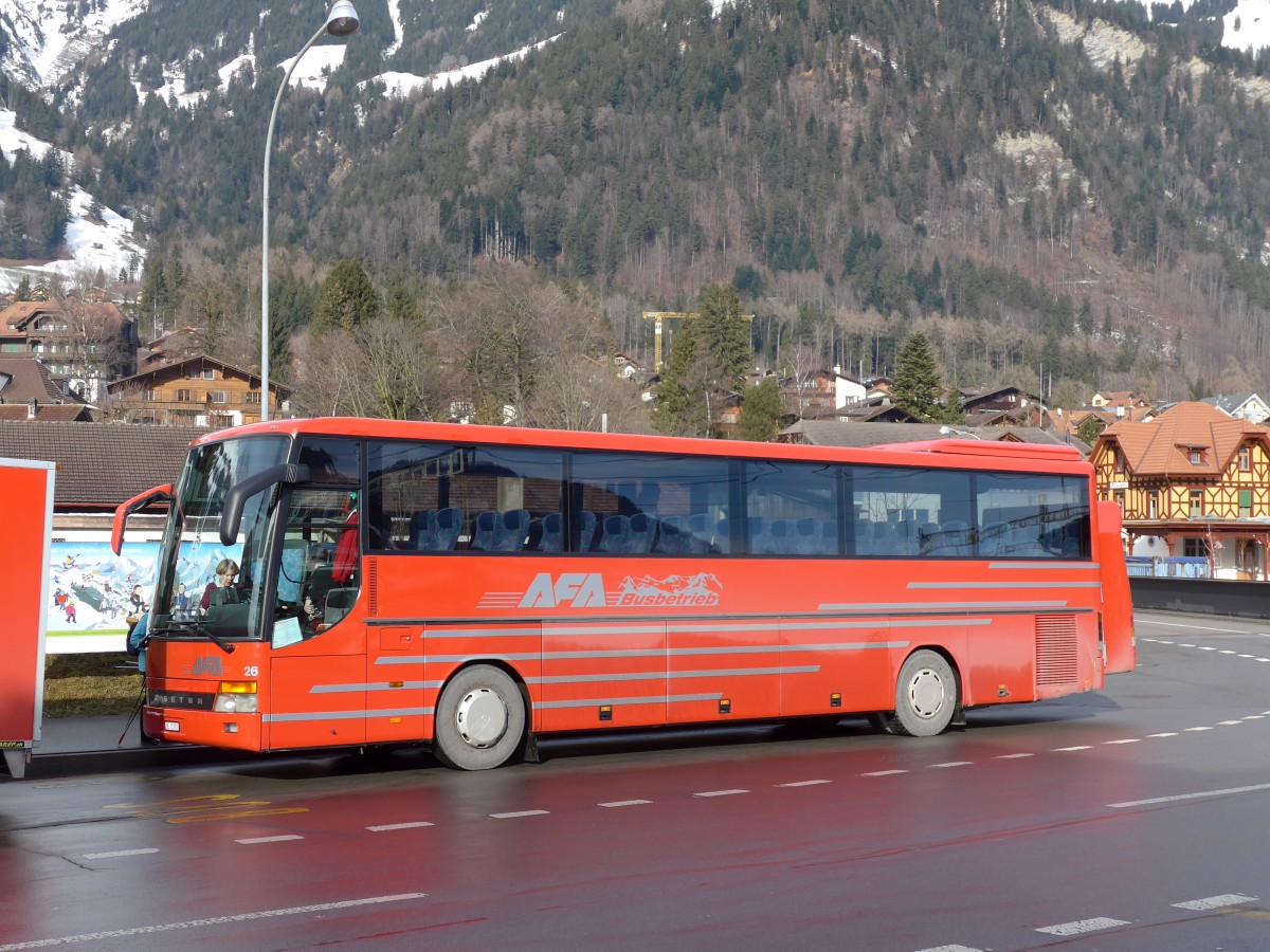 (148'837) - AFA Adelboden - Nr. 26/BE 21'181 - Setra (ex Nr. 16; ex Fr�hlich, D-Ludwigshafen/Rhein) am 15. Februar 2014 beim Bahnhof Frutigen