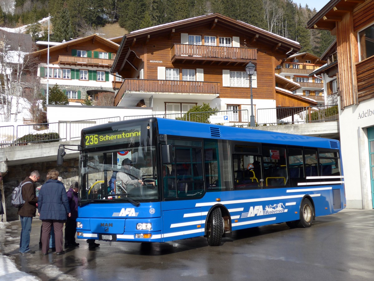 (148'857) - AFA Adelboden - Nr. 55/BE 611'055 - MAN/G�ppel am 15. Februar 2014 beim Autobahnhof Adelboden