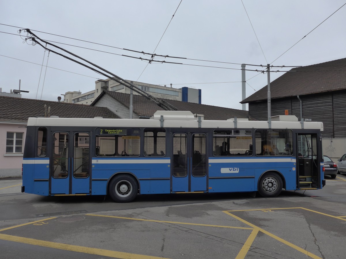 (148'983) - VBL Luzern - Nr. 280 - NAW/R&J-Hess Trolleybus am 16. Februar 2014 in Emmenbr�cke, Centralplatz
