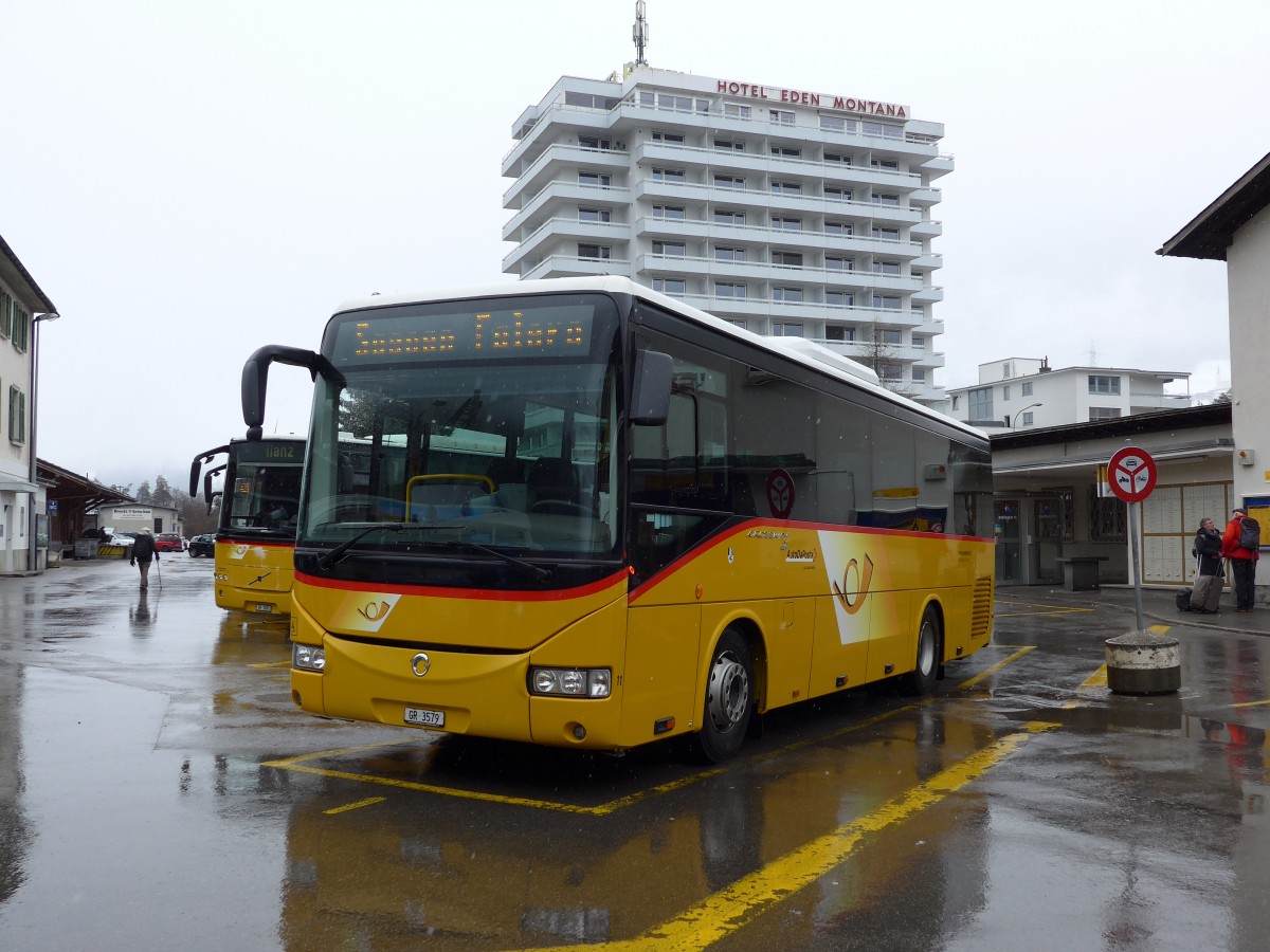 (149'095) - Fontana, Ilanz - Nr. 11/GR 3579 - Irisbus am 1. M�rz 2014 beim Bahnhof Ilanz