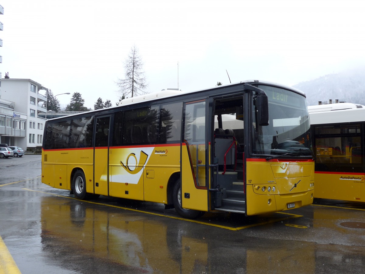 (149'100) - Fontana, Ilanz - Nr. 17/GR 3325 - Volvo (ex Nr. 12) am 1. M�rz 2014 beim Bahnhof Ilanz