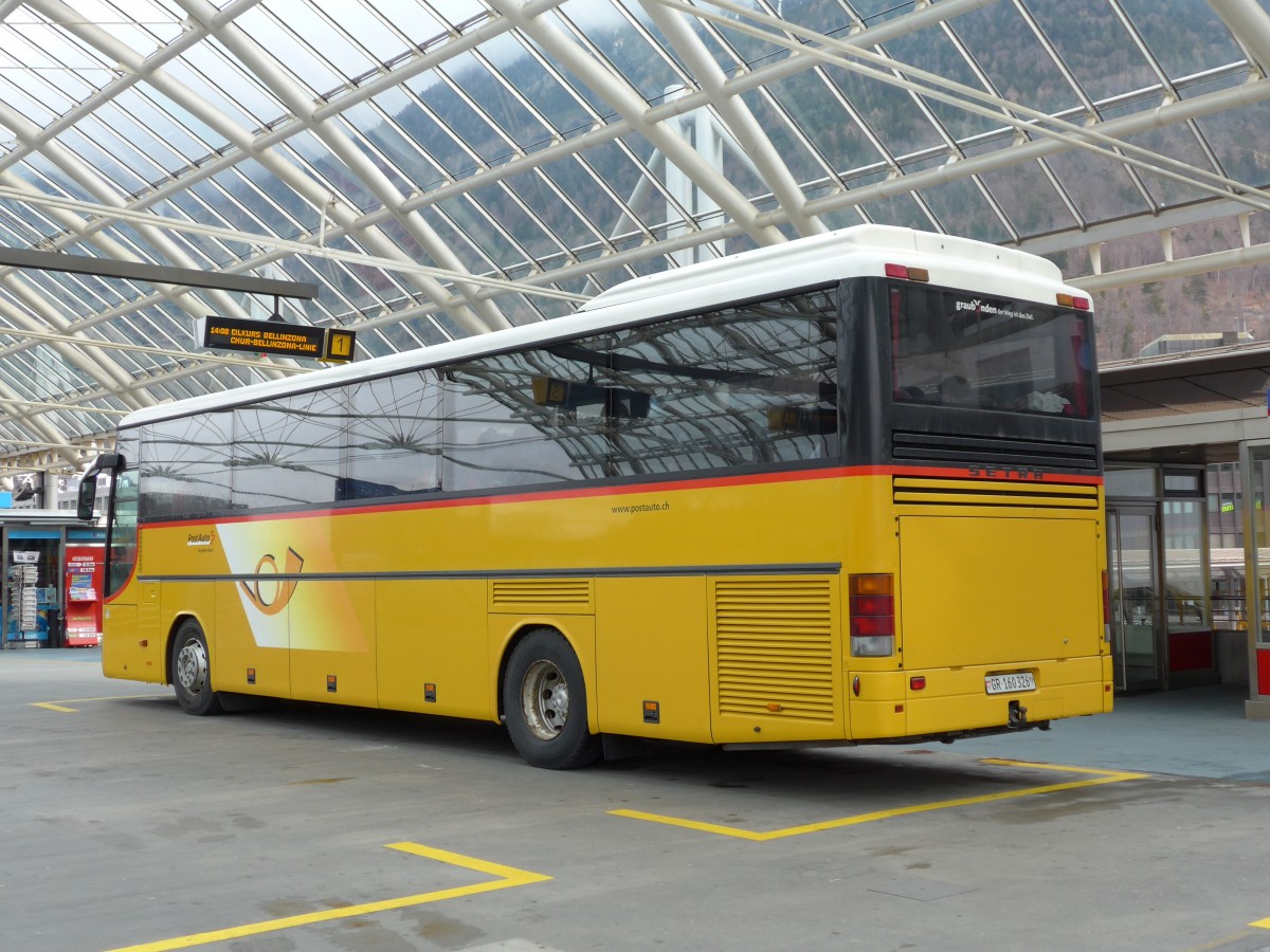 (149'104) - PostAuto Graub�nden - GR 160'326 - Setra am 1. M�rz 2014 in Chur, Postautostation