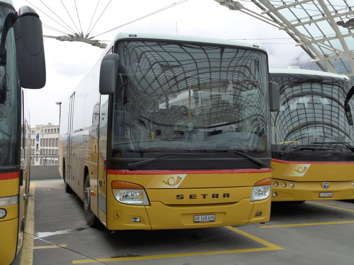 (149'107) - PostAuto Graub�nden - GR 168'606 - Setra am 1. M�rz 2014 in Chur, Postautostation