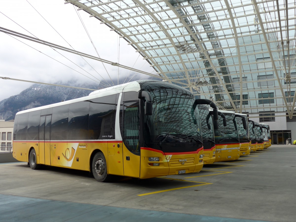 (149'115) - PostAuto Graub�nden - GR 162'978 - MAN am 1. M�rz 2014 in Chur, Postautostation