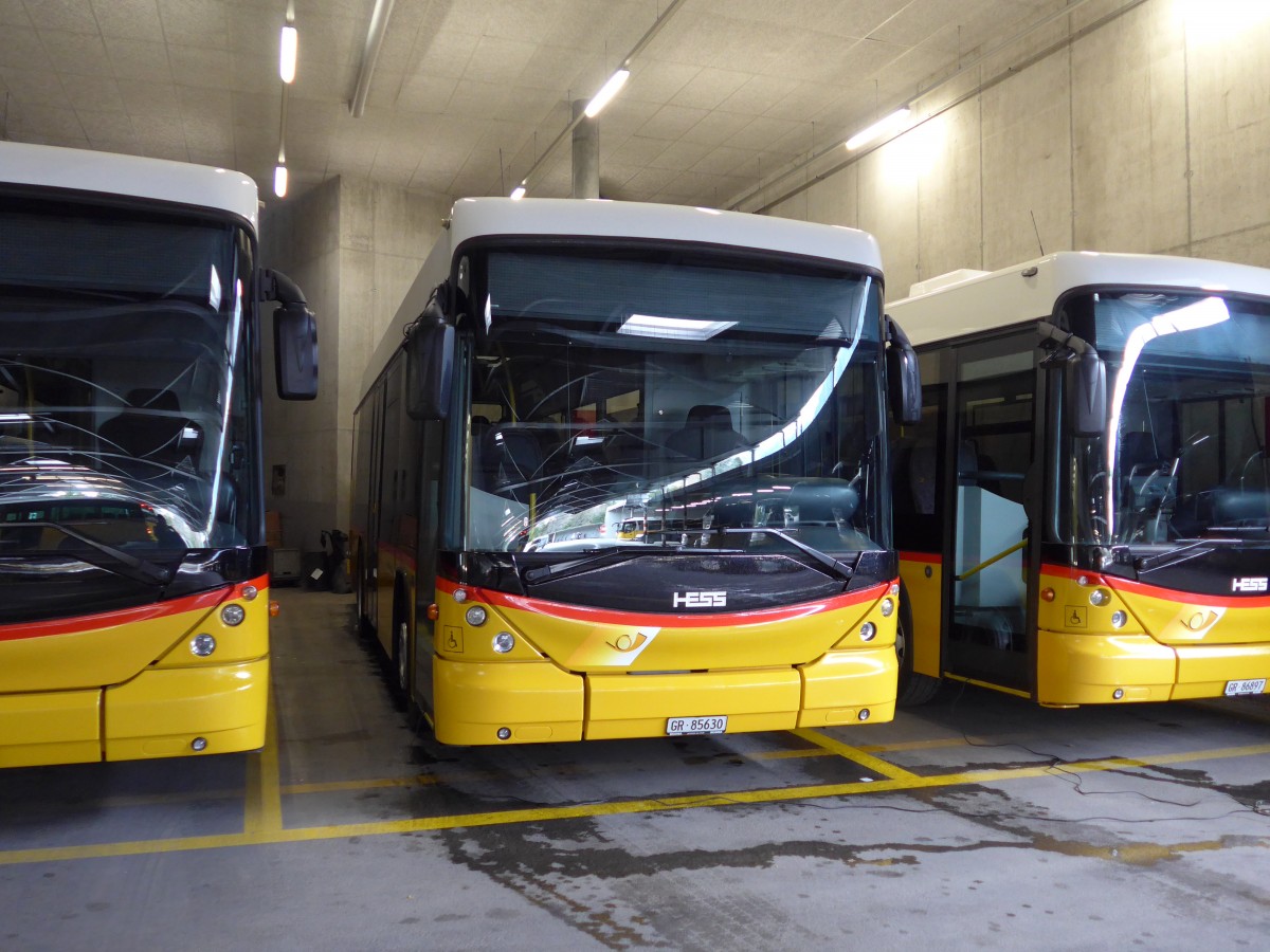 (149'122) - PostAuto Graub�nden - GR 85'630 - Scania/Hess am 1. M�rz 2014 in Chur, Garage