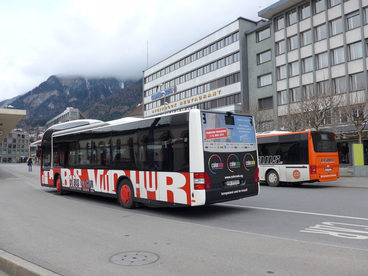(149'136) - SBC Chur - Nr. 15/GR 97'515 - MAN am 1. M�rz 2014 beim Bahnhof Chur