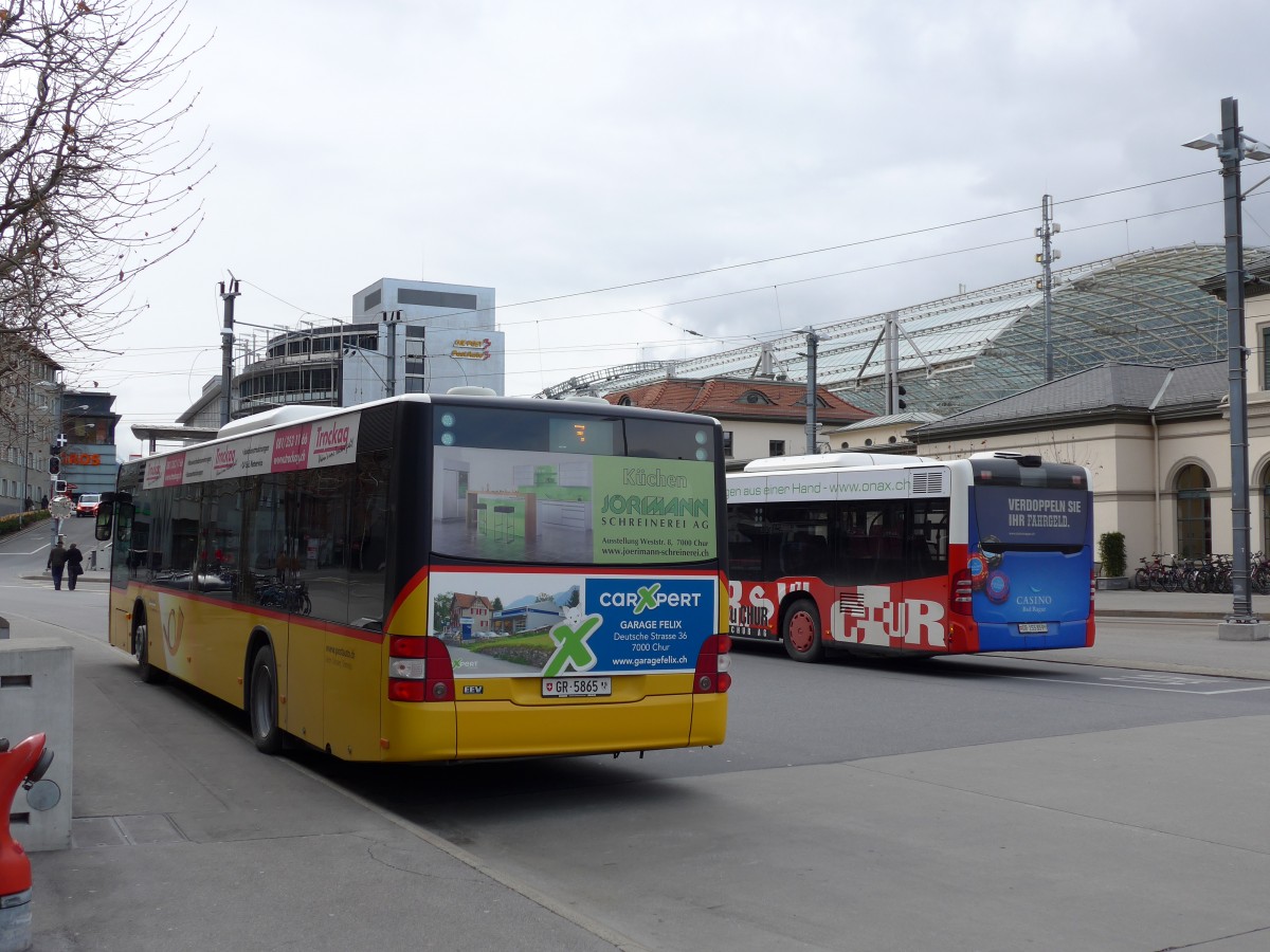 (149'154) - D�nser, Trimmis - GR 5865 - MAN am 1. M�rz 2014 beim Bahnhof Chur
