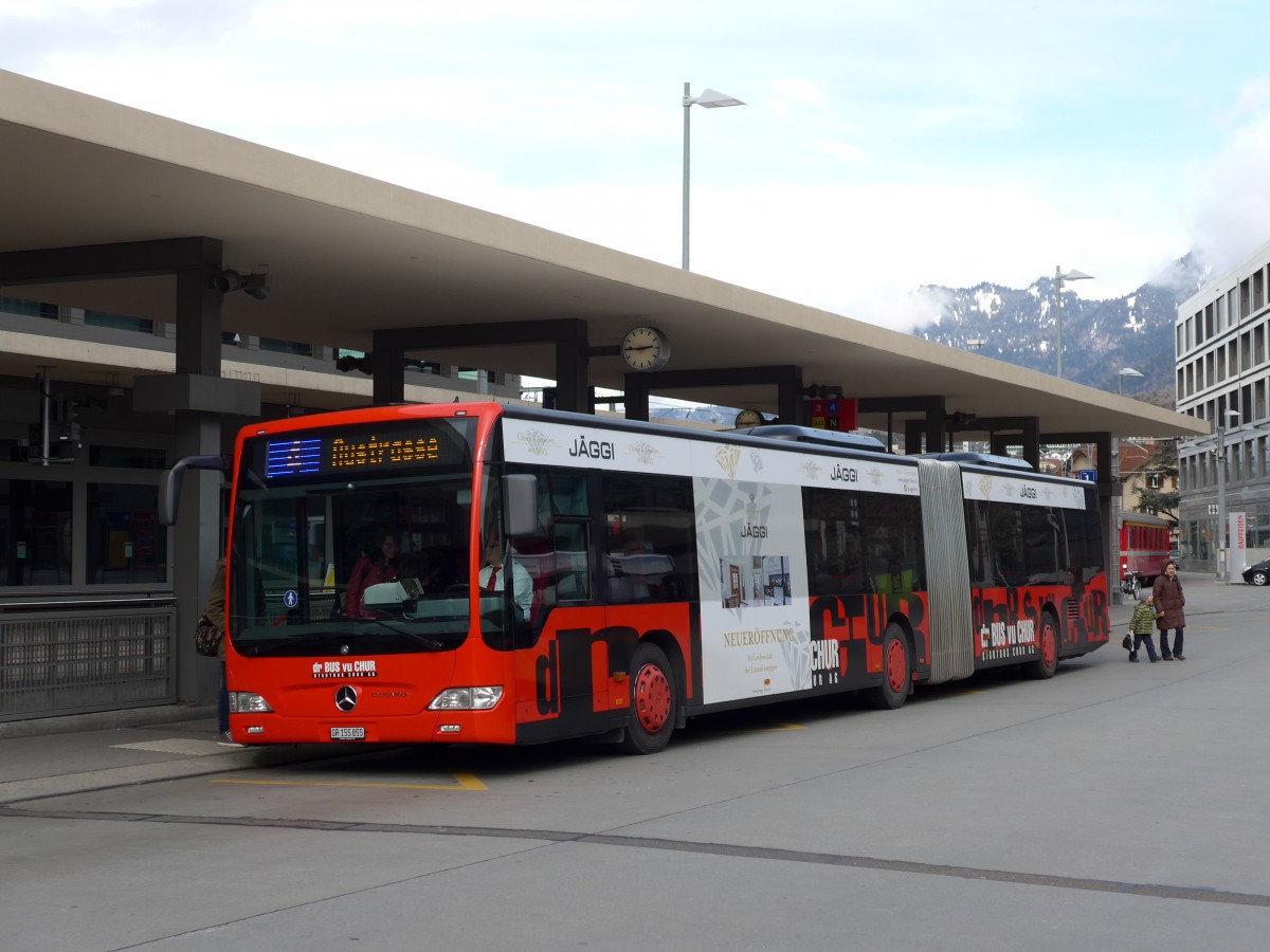 (149'158) - SBC Chur - Nr. 55/GR 155'855 - Mercedes am 1. M�rz 2014 beim Bahnhof Chur