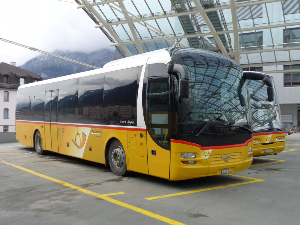 (149'162) - PostAuto Graub�nden - GR 162'981 - MAN am 1. M�rz 2014 in Chur, Postautostation