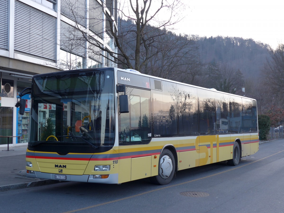 (149'176) - STI Thun - Nr. 118/BE 700'118 - MAN am 9. M�rz 2014 bei der Schiffl�ndte Thun