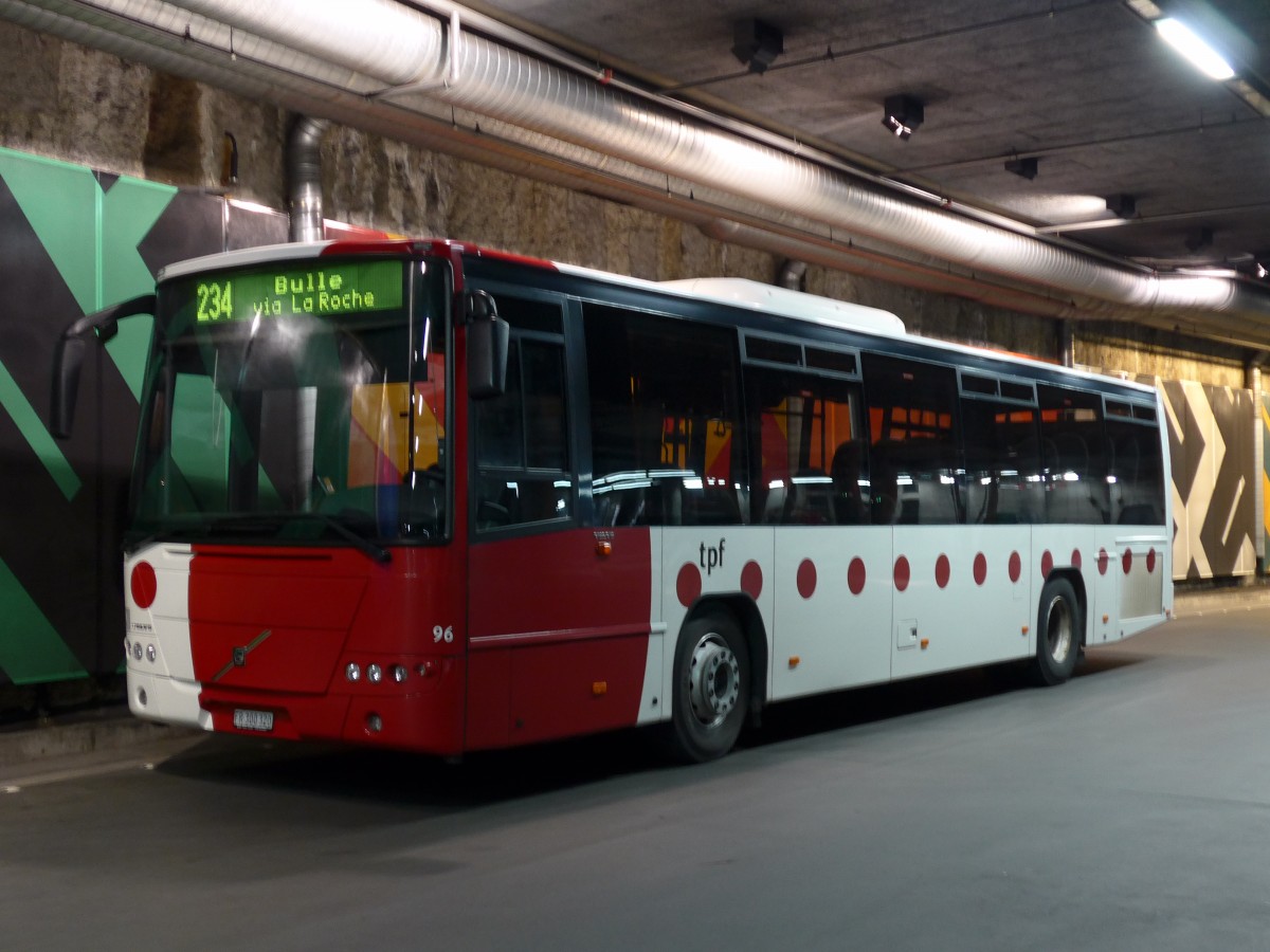 (149'272) - TPF Fribourg - Nr. 96/FR 300'320 - Volvo am 9. M�rz 2014 in Fribourg, Busbahnhof