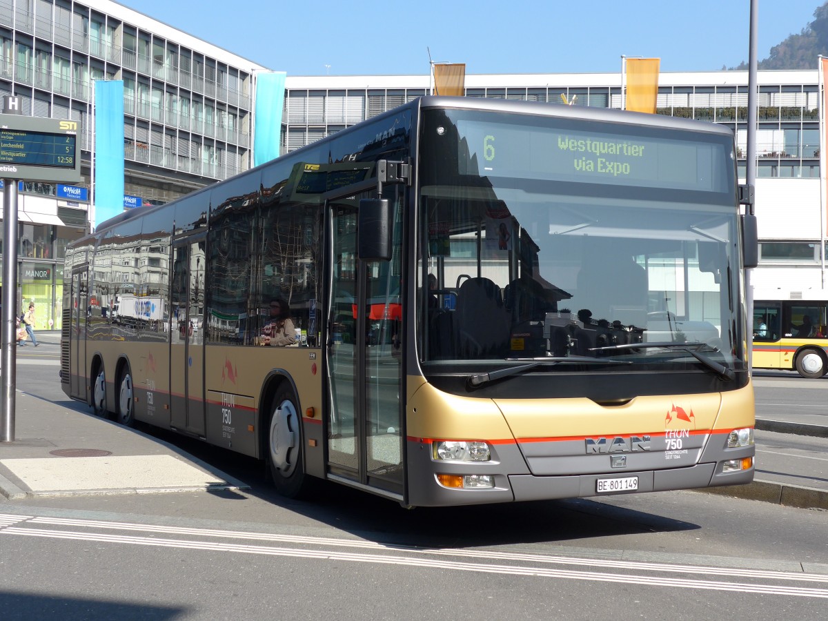 (149'294) - STI Thun - Nr. 149/BE 801'149 - MAN am 12. M�rz 2014 beim Bahnhof Thun