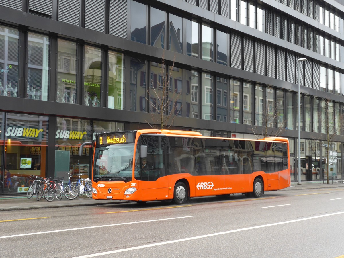 (149'371) - RBS Worblaufen - Nr. 201/BE 800'201 - Mercedes am 23. M�rz 2014 beim Hauptbahnhof Solothurn