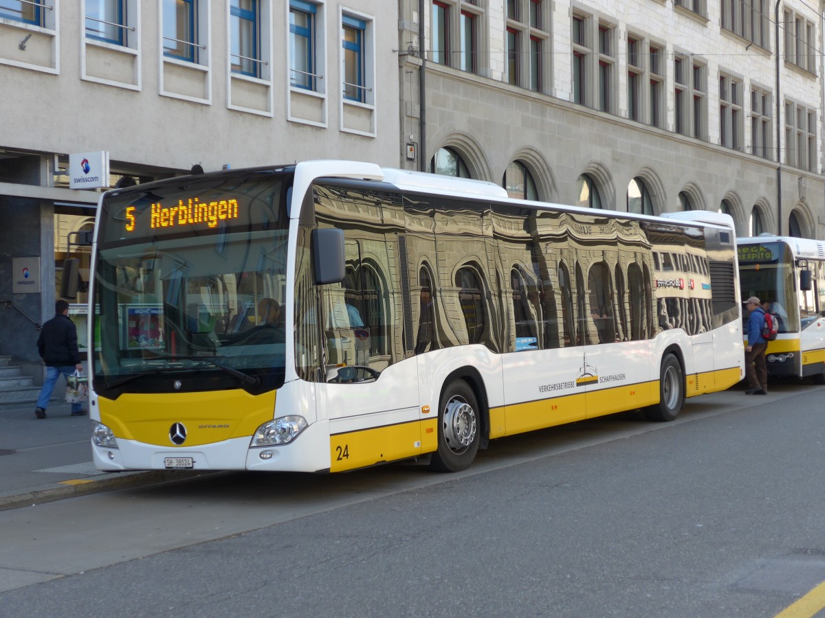 (149'395) - VBSH Schaffhausen - Nr. 24/SH 38'024 - Mercedes am 29. M�rz 2014 beim Bahnhof Schaffhausen